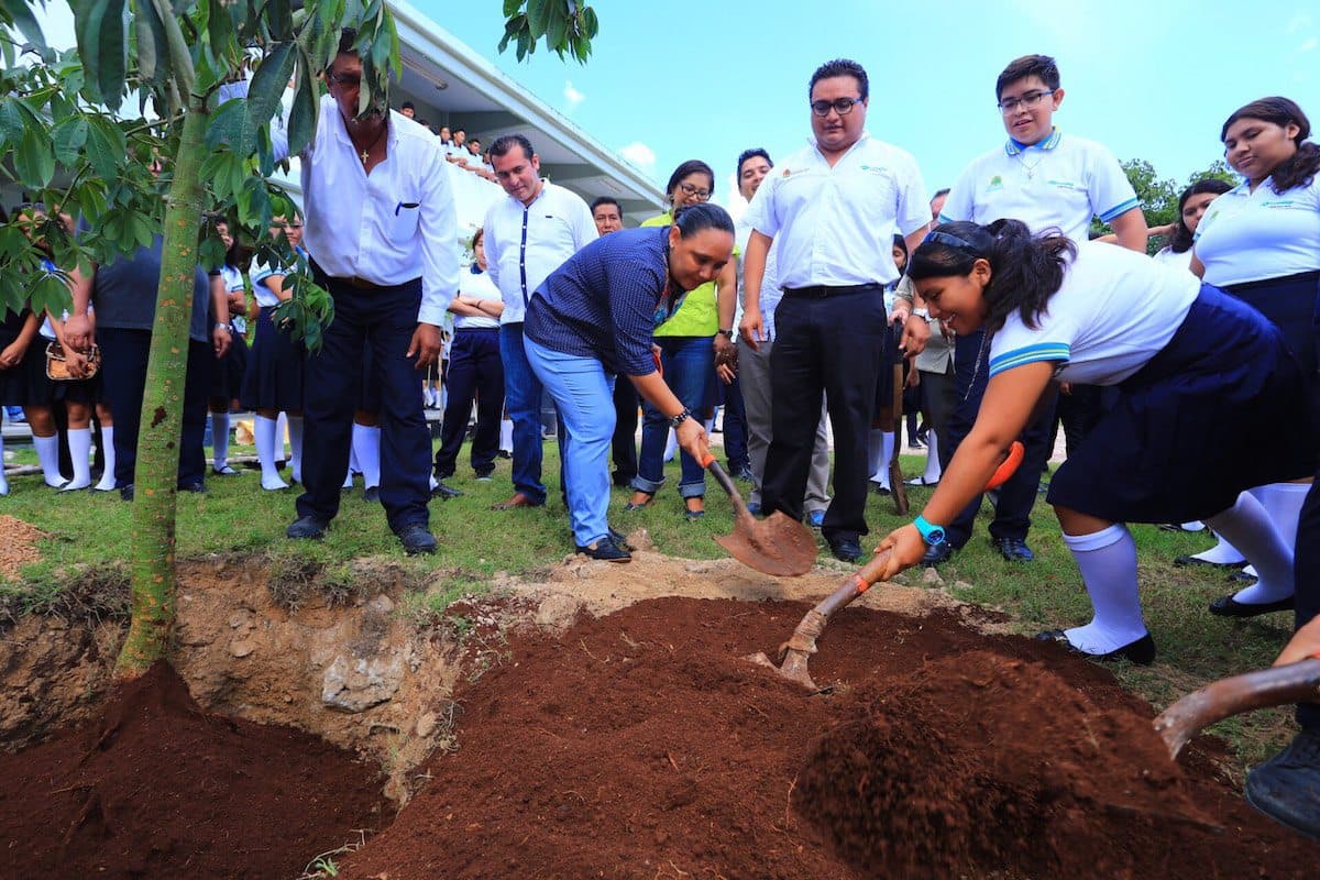Reforestan plantel del CONALEP Playa del Carmen