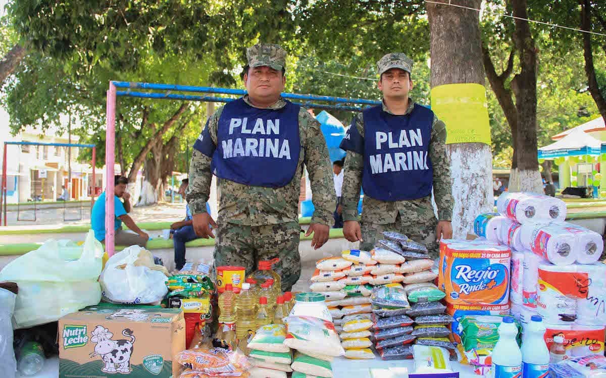 Secretaría de Marina instala centro de acopio en colonia Zetina Gasca de Puerto Morelos