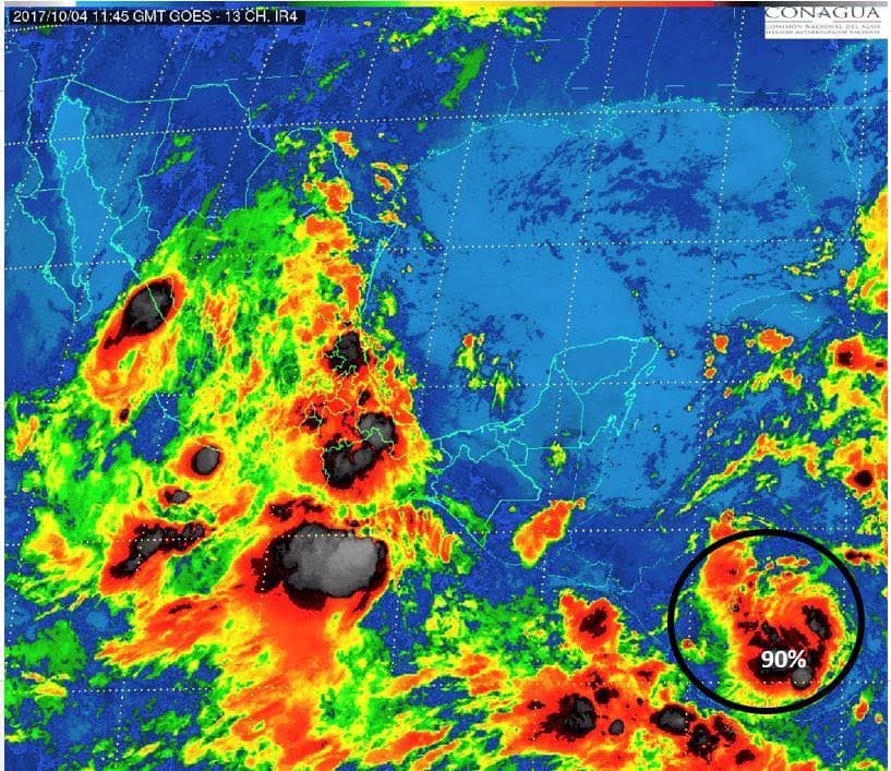 Emiten Alerta Azul ante Depresión Tropical 16