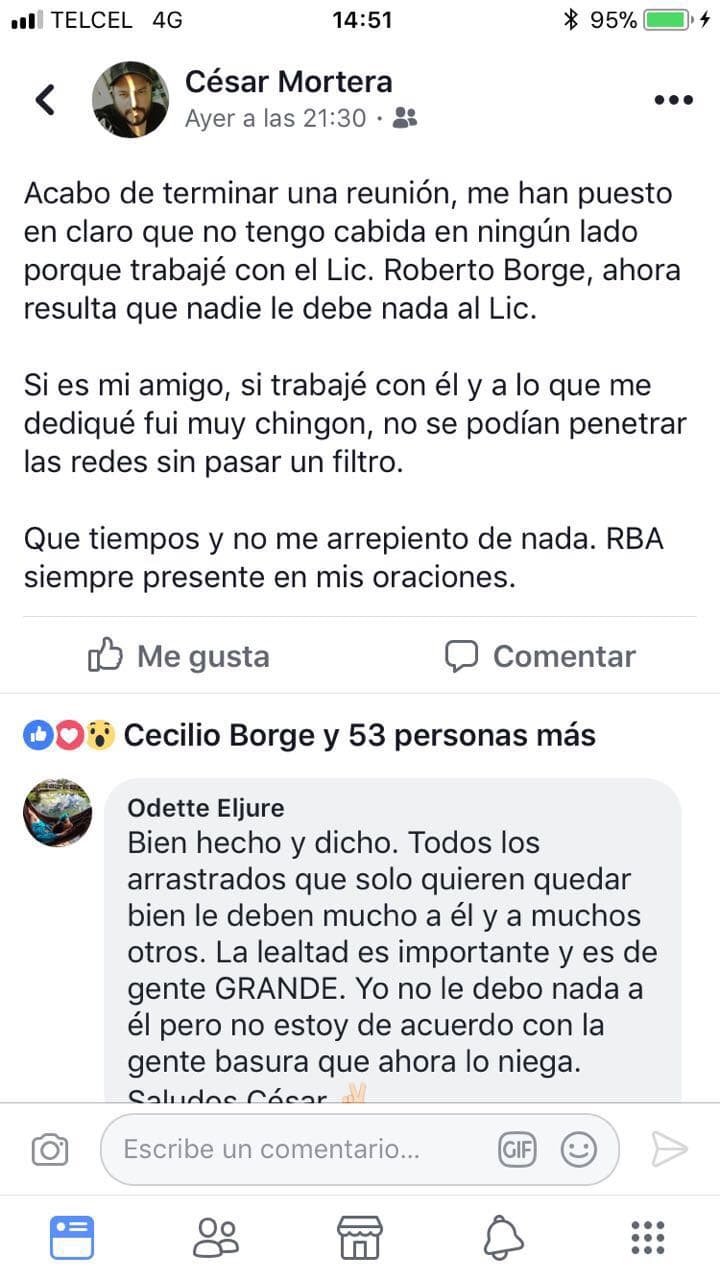 Ser amigo de Borge dice que le cierra puertas