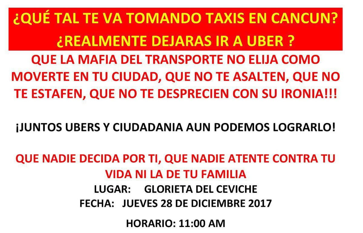 Convocan a manifestarse a favor de Uber