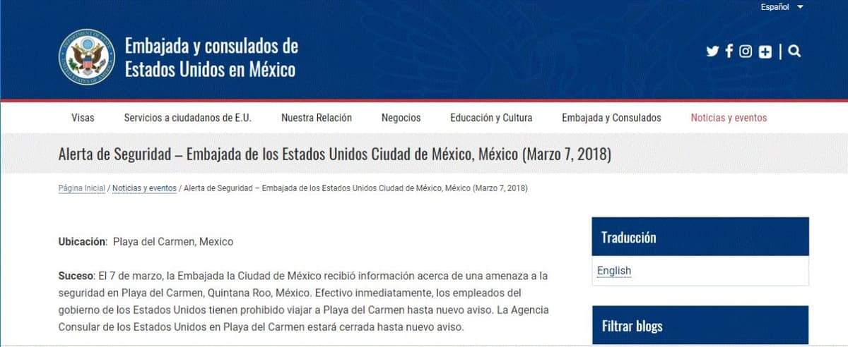 Cierra Estados Unidos agencia consular en Playa del Carmen