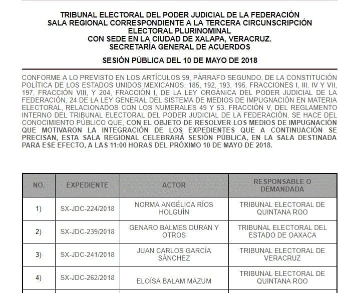 Acapara Q. Roo agenda del Tribunal Electoral Federal