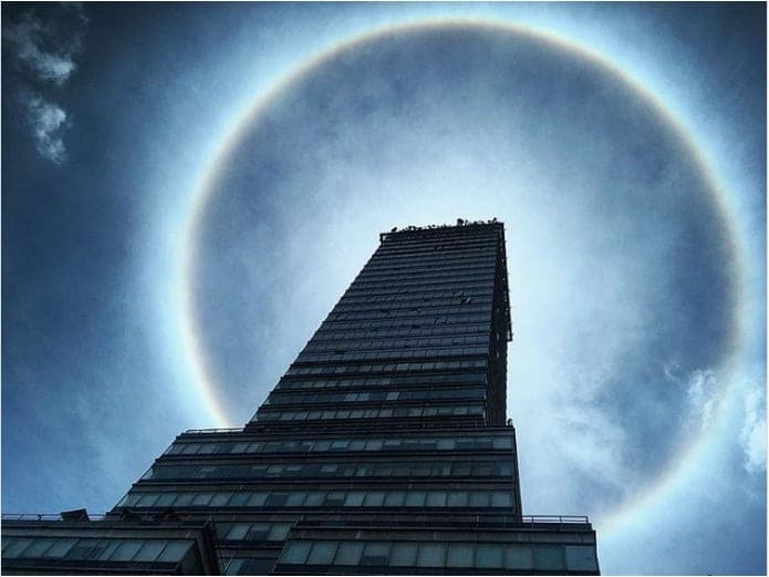 Halo solar embelleció la tarde en la Ciudad de México