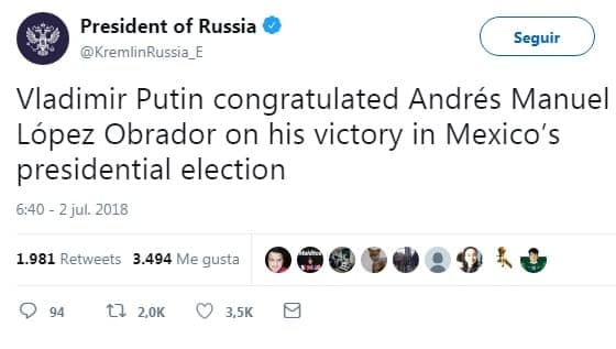 Cuba, Chile, España, Francia, Rusia, felicitan a AMLO