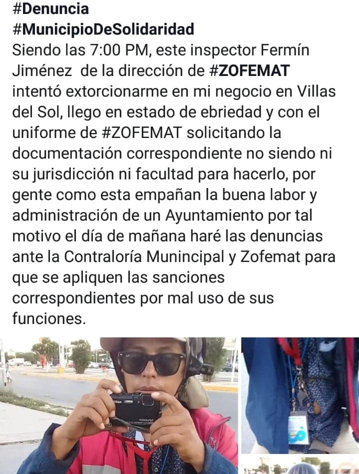 Suspenden a inspector de Zofemat acusado de extorsión