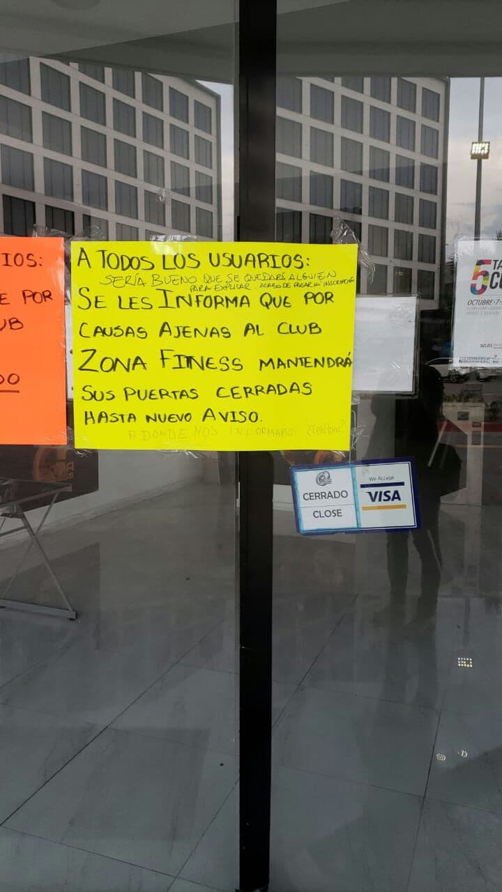Cierra Zona Fitness sin aviso previo y afecta a más de 100 usuarios