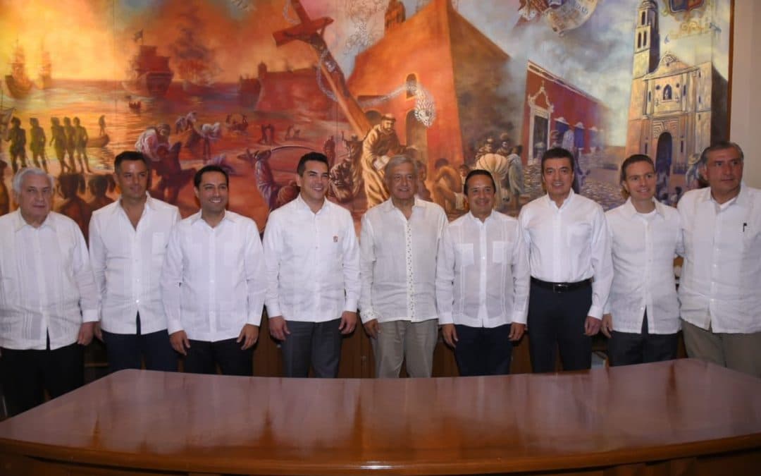 Carlos Joaquín, AMLO y gobernadores se reúnen para trabajar en el Tren Maya