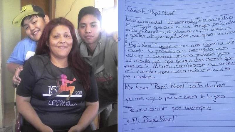 En conmovedora carta a Santa, niño le pide que cure a su mamá