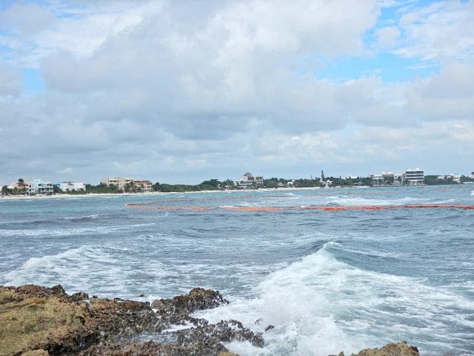 Inservibles, barreras antisargazo en Akumal