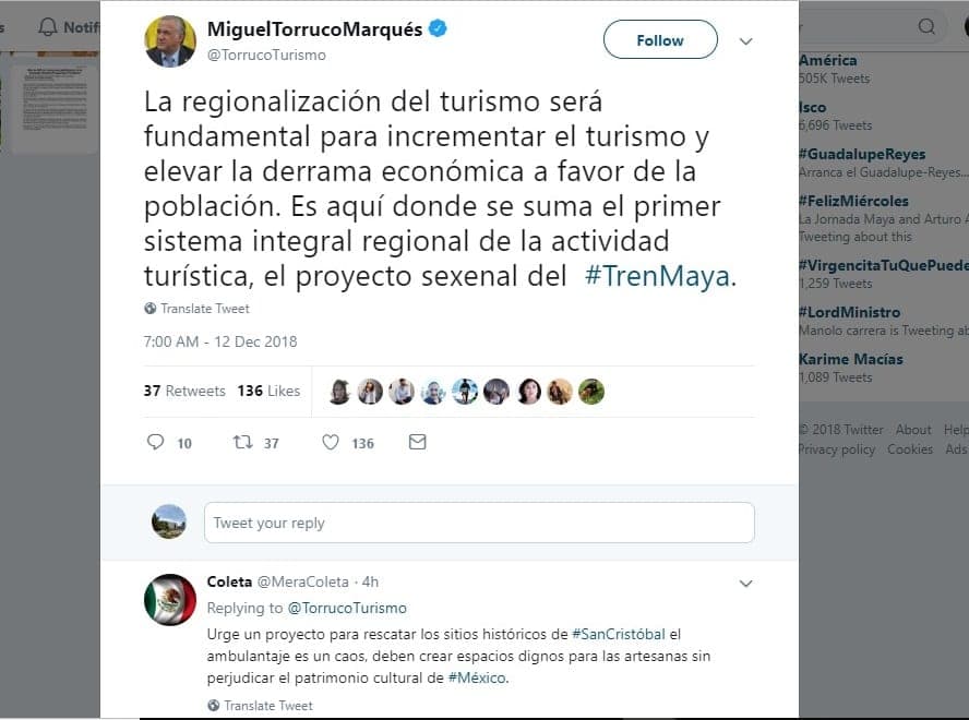 Miguel Torruco anuncia a su nuevo equipo de trabajo para la Secretaría de Turismo