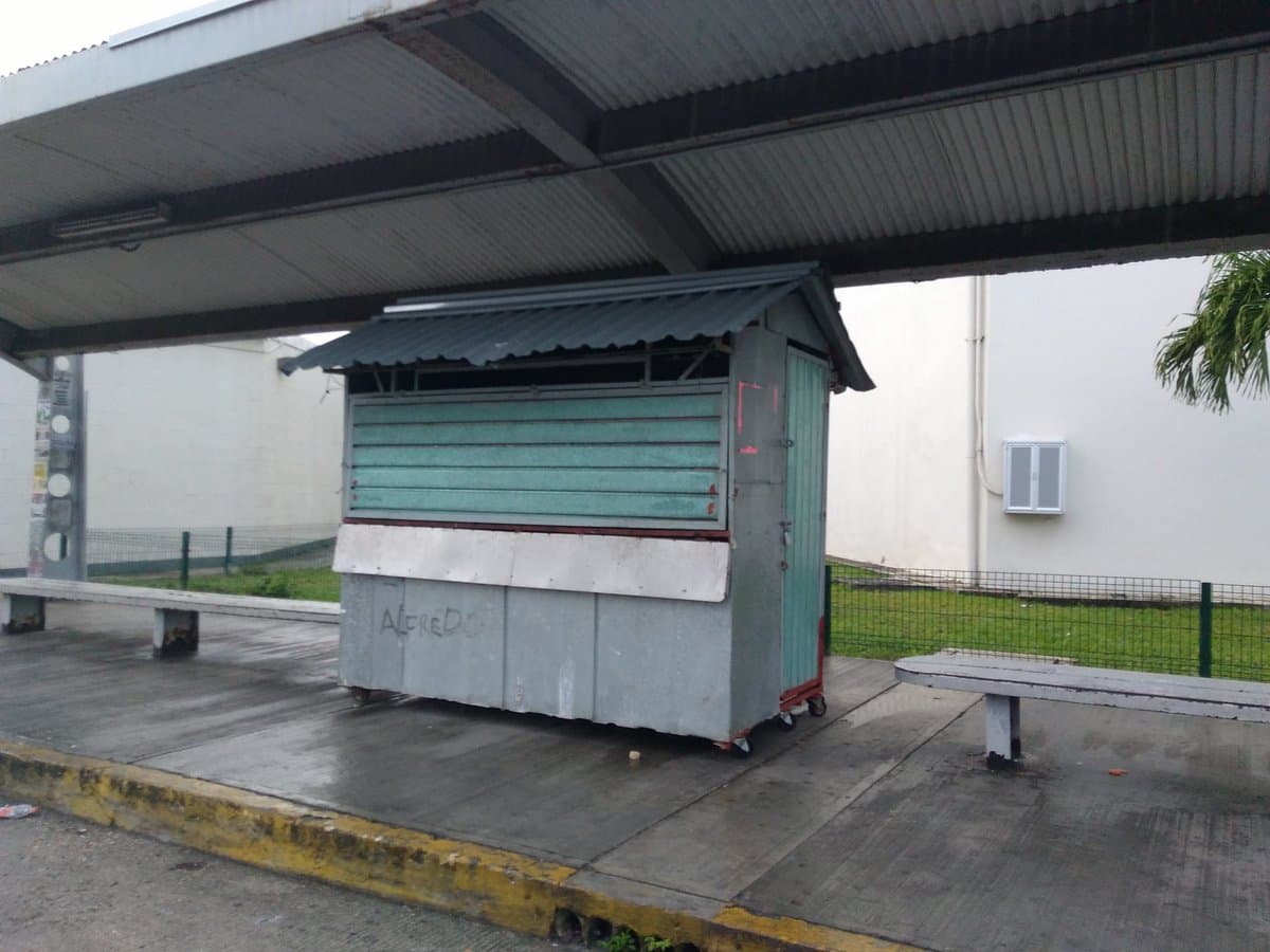 Aparece puesto ambulante, ¡debajo de un paradero!