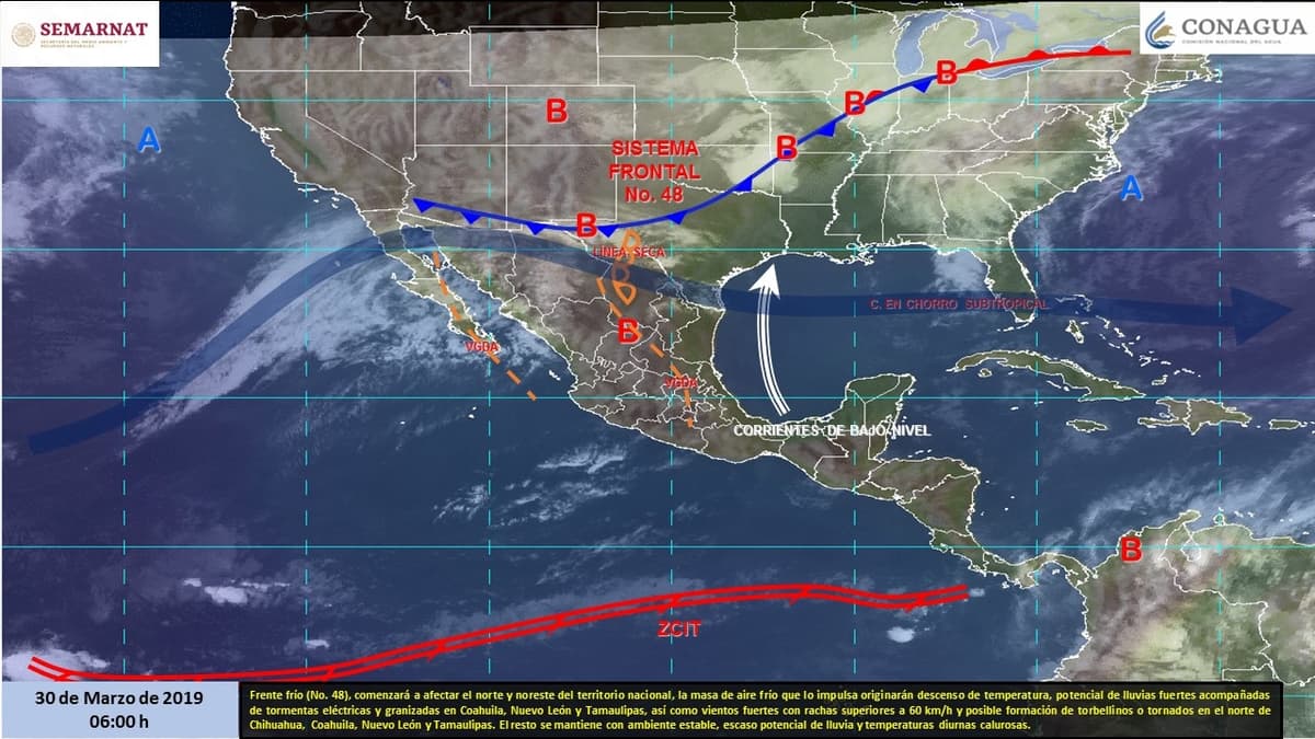 Frente frío 48 no afectará a la Península de Yucatán