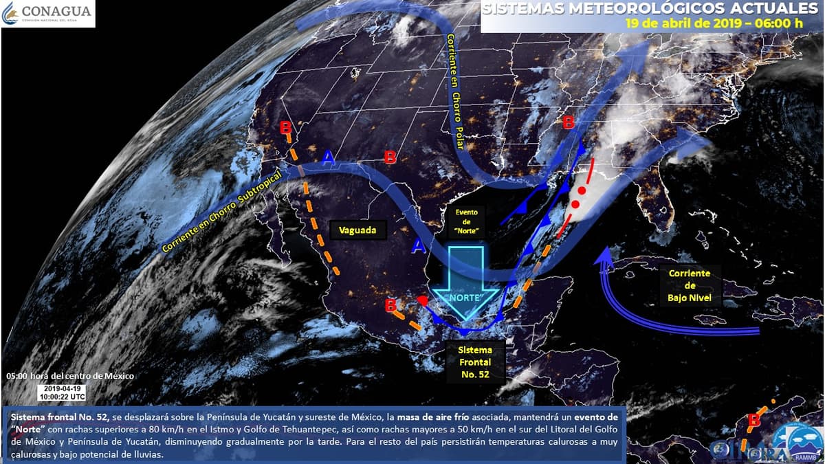 Esta tarde arriba el frente frío 52 a Q. Roo