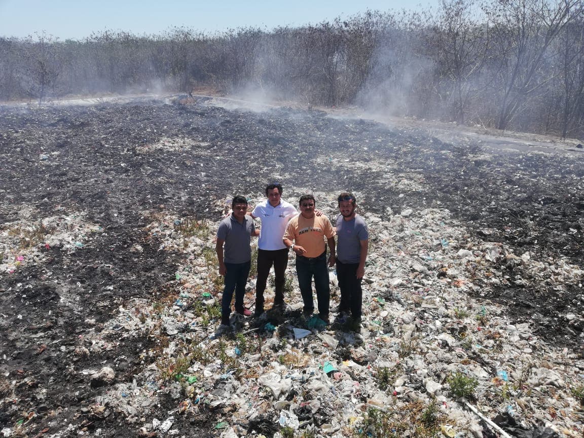 Evalúan daños después de incendio en el basurero en Carrillo Puerto
