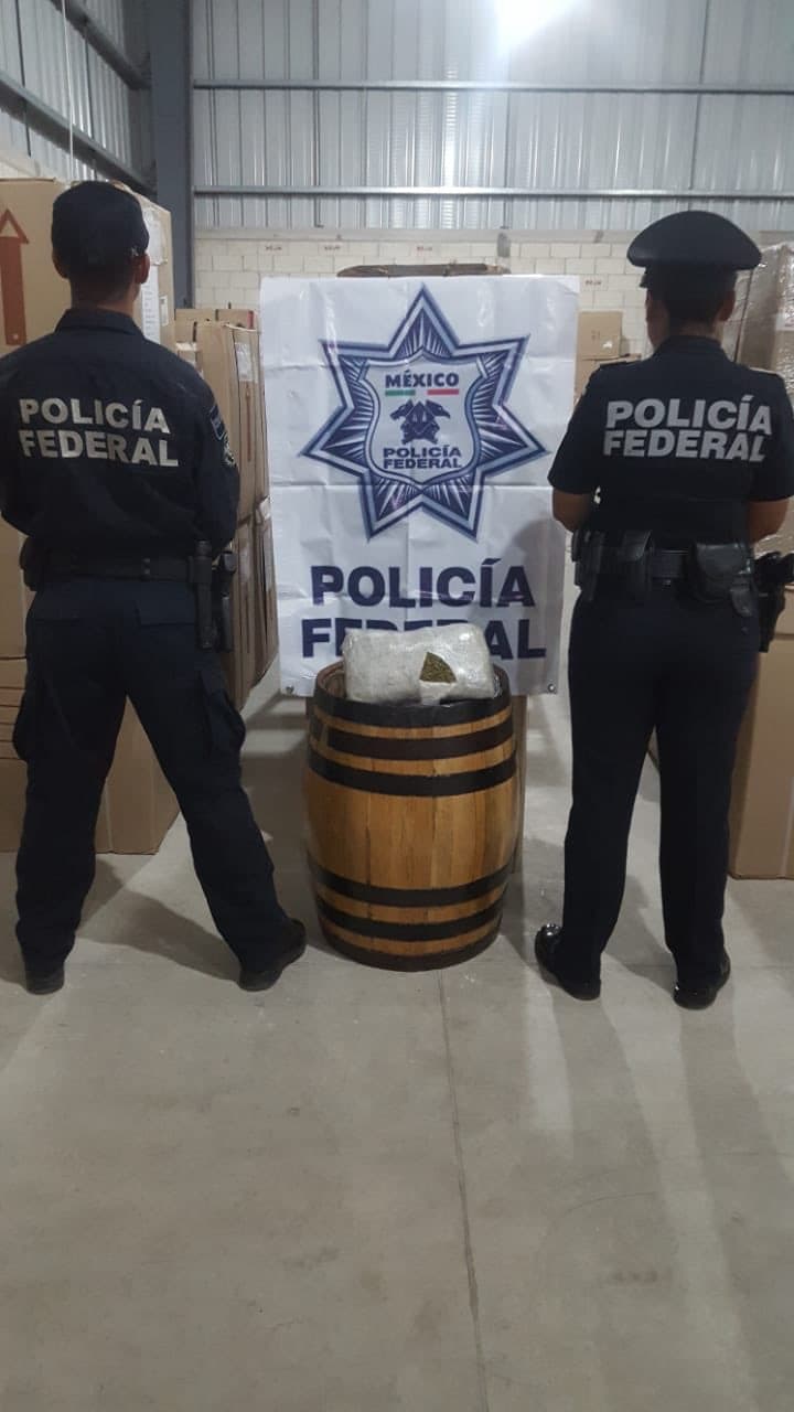Detectan barril cargado de marihuana con destino a Playa del Carmen