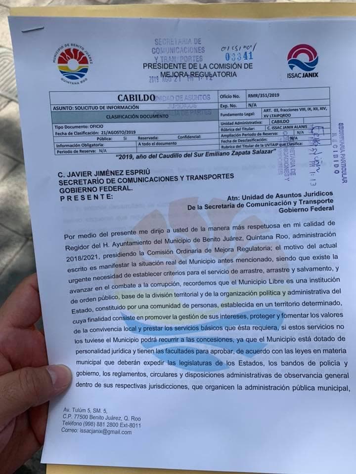 Resulta irrisible para la SCT que Cancún no cuente con servicio de grúas propio