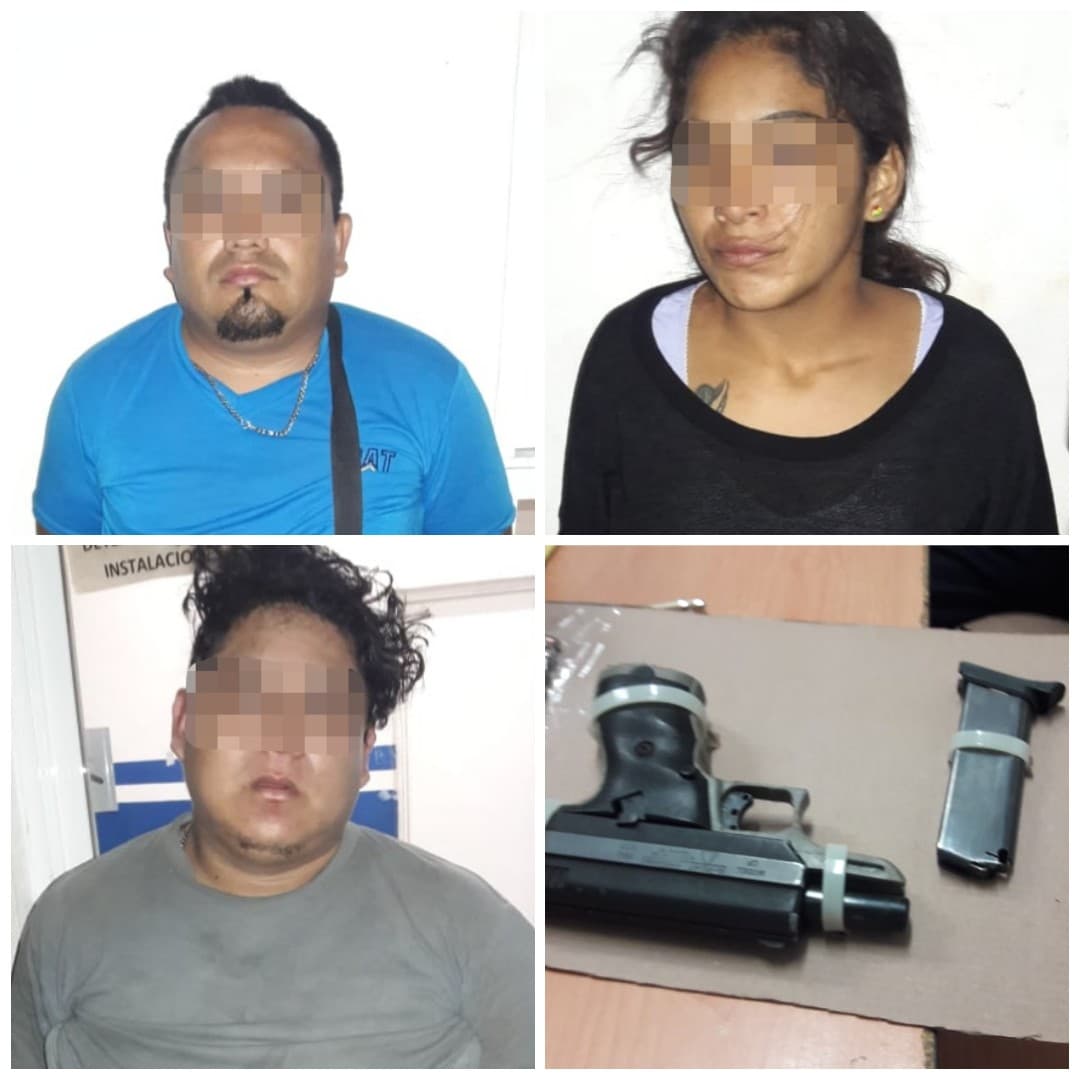 Detienen a tres sujetos con arma en Playa del Carmen