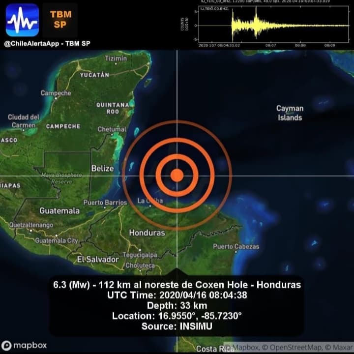 Fuerte sismo en Honduras sacude tierras quintanarroenses