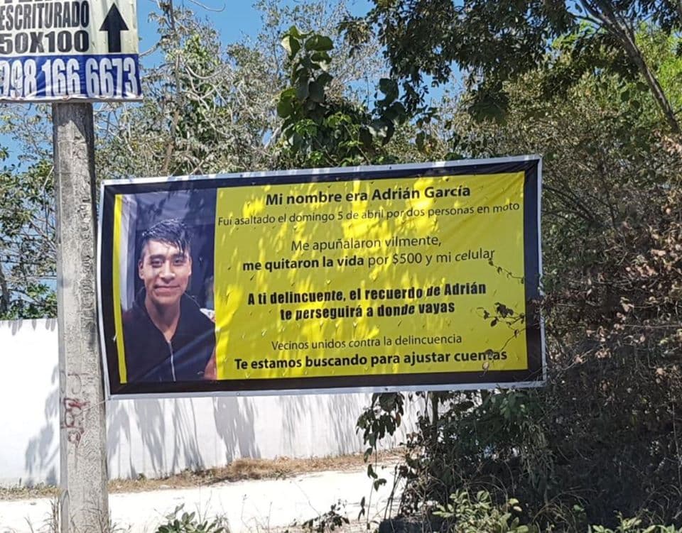 Cancunenses cuelgan manta para "ajustar cuentas" con un asesino
