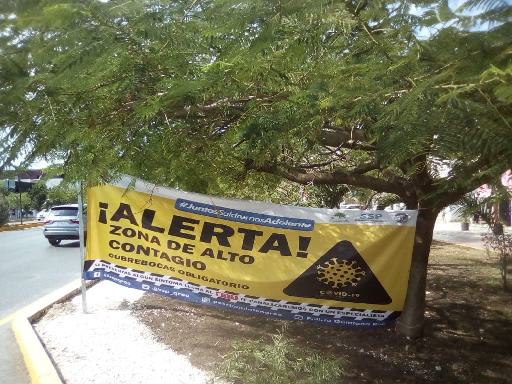 Instalan más de 50 alertas de zona de alto contagio en Cancún