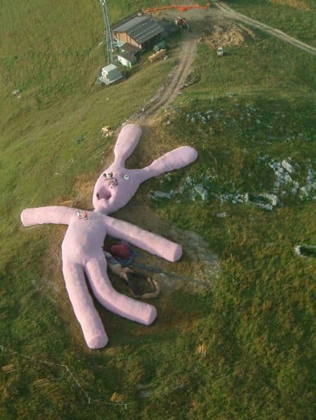 Conoce a Hase, el conejo rosa gigante que “vive” en los Alpes desde hace 15 años