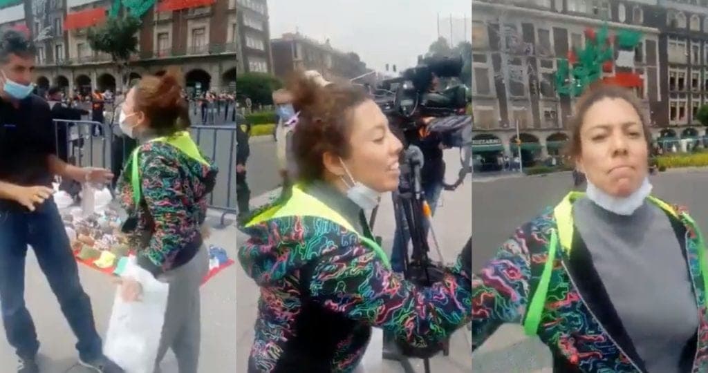 Mujer es llamada #LadyFrenadora por atacar en el Zócalo de la CDMX a manifestantes de FRENA