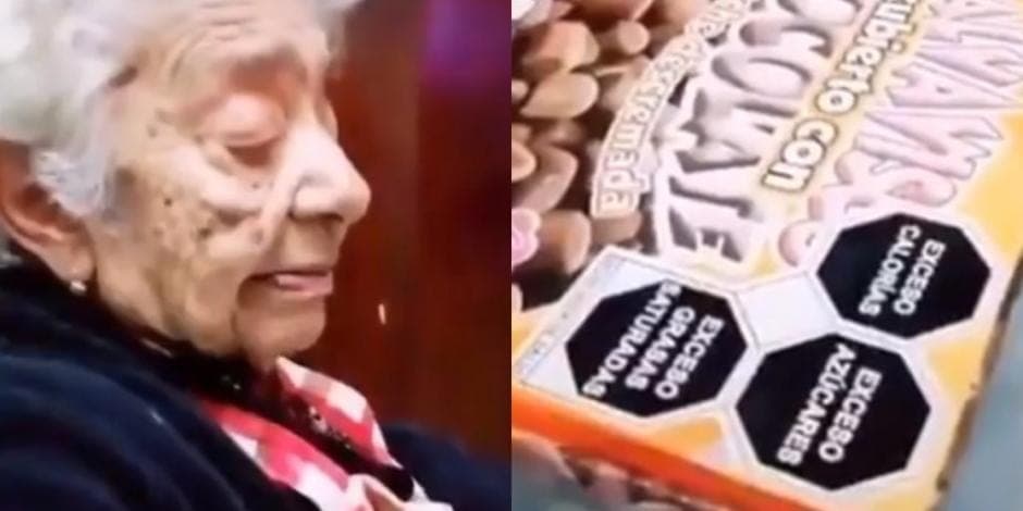 Video: Abuelita tiene graciosa reacción ante nuevo etiquetado en su 'comida chatarra' favorita