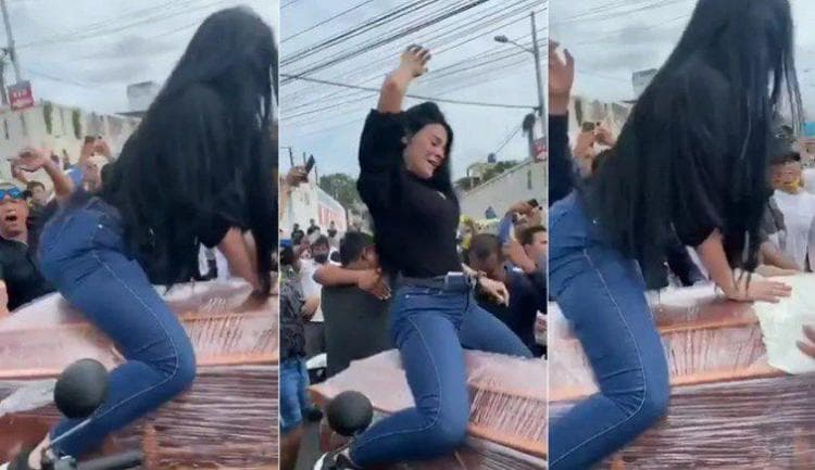Video: Viuda despide a su pareja con intenso "perreo" sobre el ataúd