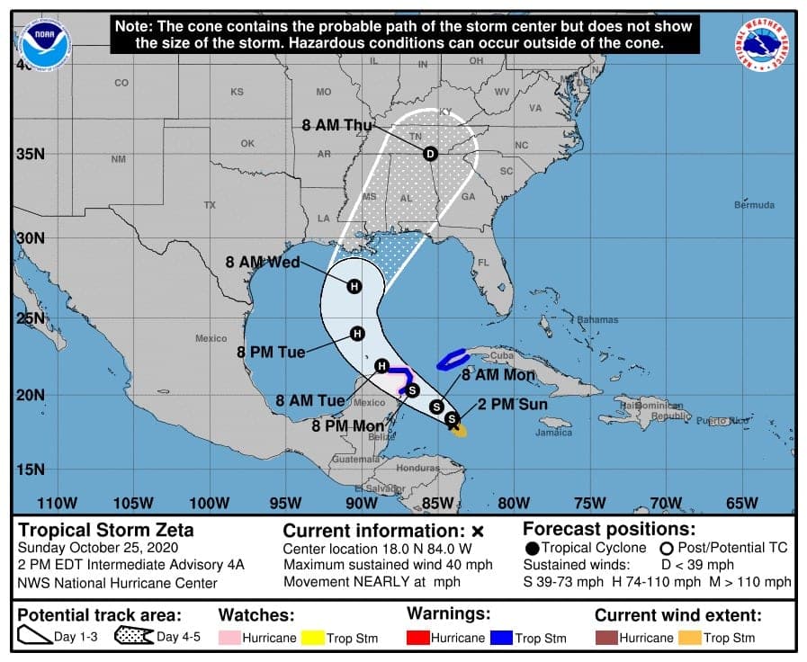 Frente frío mantiene estacionada a la tormenta "Zeta"
