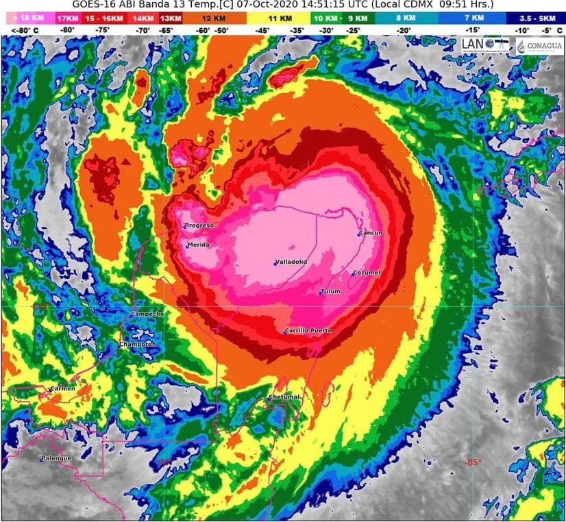 Huracán 'Delta' avanza hacia Yucatán; se intensificará de nuevo en el Golfo de México