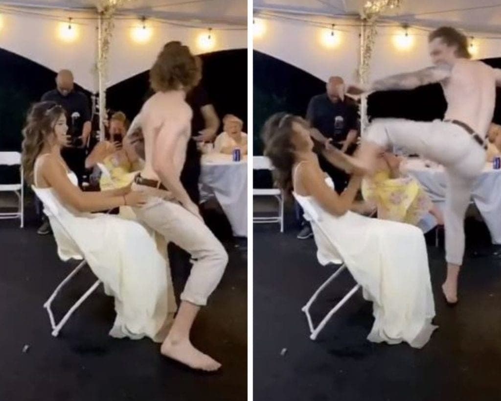 Novio le patea la cara a su esposa en plena boda durante un "baile" y se hace viral