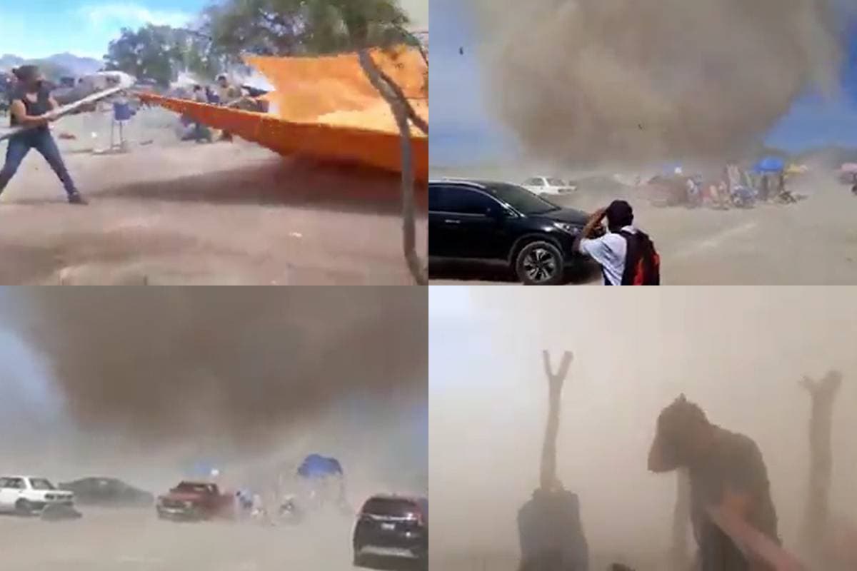 VIDEO: ¡Increíble! Remolino se lleva los puestos de un tianguis en Hidalgo