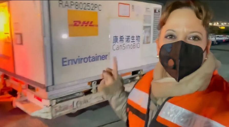 Llegan 2 millones de vacunas contra Covid-19 de CanSino a México