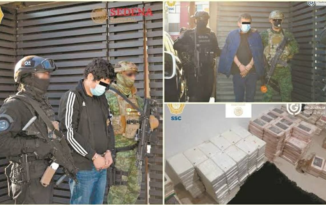 Decomisan 803 kilogramos de cocaína, 15 armas de fuego y 2 autos de lujo en CDMX