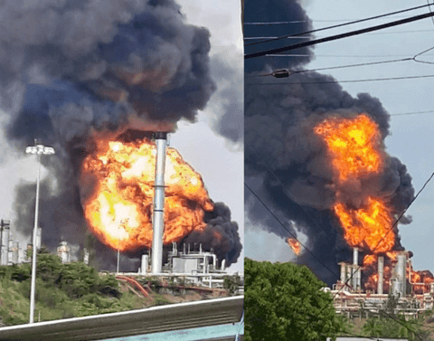 Reportan incendio en refinería Lázaro Cárdenas en Minatitlán de Veracruz