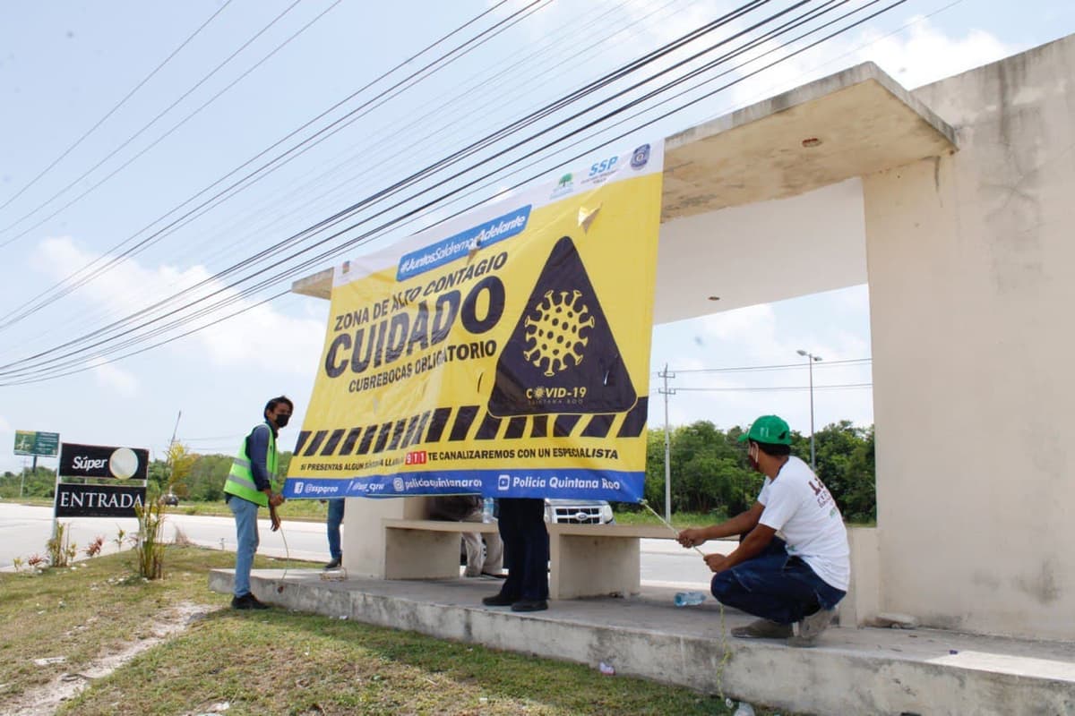 Fortalecen campaña preventiva para hacer frente a la pandemia de covid-19 en Puerto Morelos