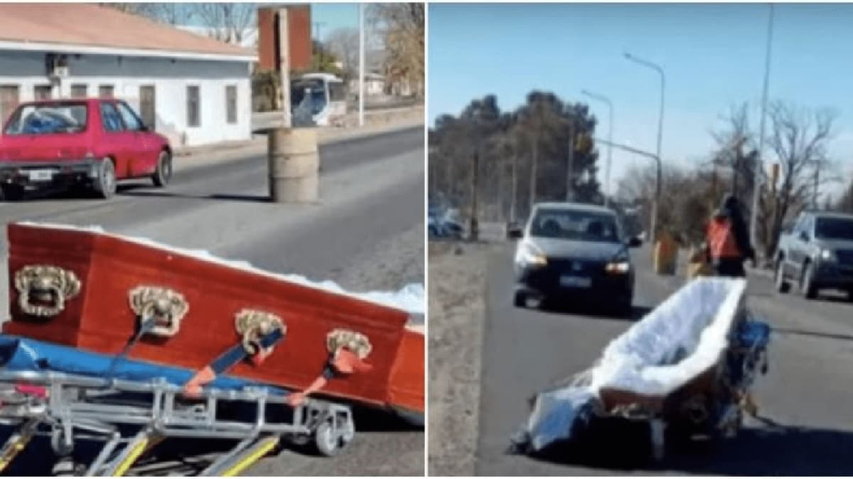 ¡Viral! Un cuerpo se salió de un ataúd y cayó en plena calle de Argentina