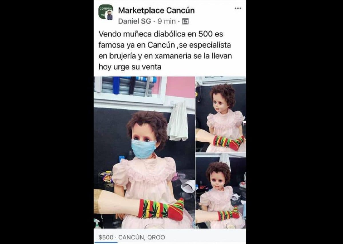 Estilo "Annabelle": abandonan muñeca macabra en Cancún y ahora ¡La venden en bazar de Facebook!