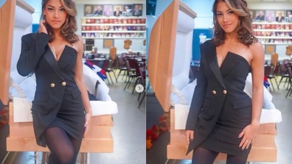 Influencer Jayne Rivera hace sesión de fotos en el funeral de su papá