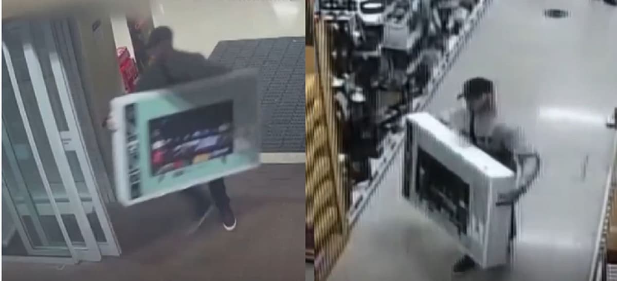 Video: Se roba pantalla de una tienda sin que se dieran cuenta
