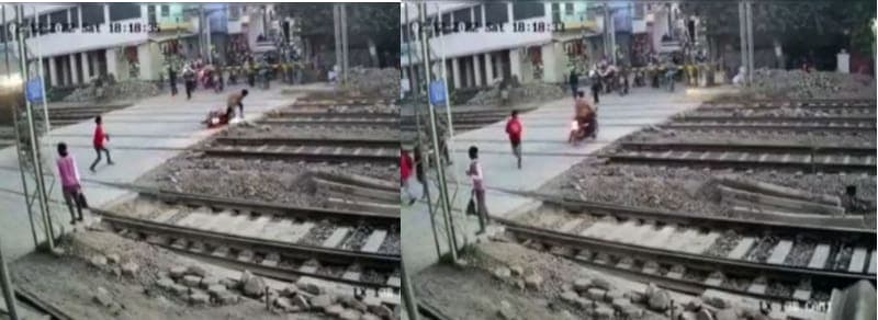 Video: motorista se salva por milímetros de morir arrollado por un tren de alta velocidad