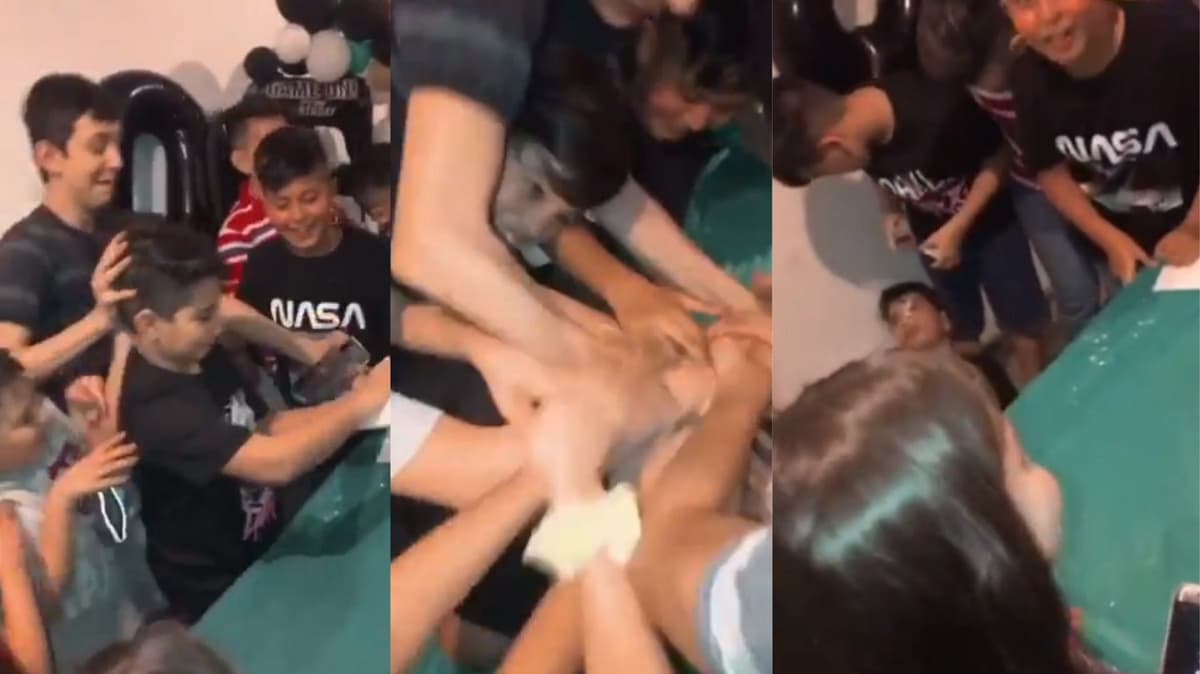 Video: Finge desmayo tras "pastelazo" de cumpleaños y reacción de su mamá se hace viral