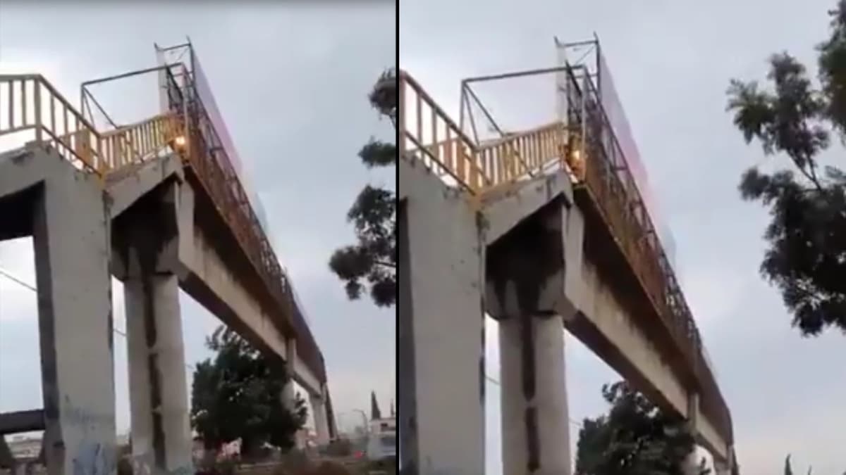 Alerta en Puebla por puente peatonal en mal estado