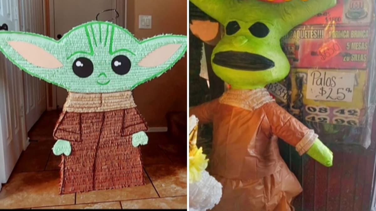 VIDEO: Pide una piñata de Baby Yoda para una fiesta, le llega otra totalmente distinta