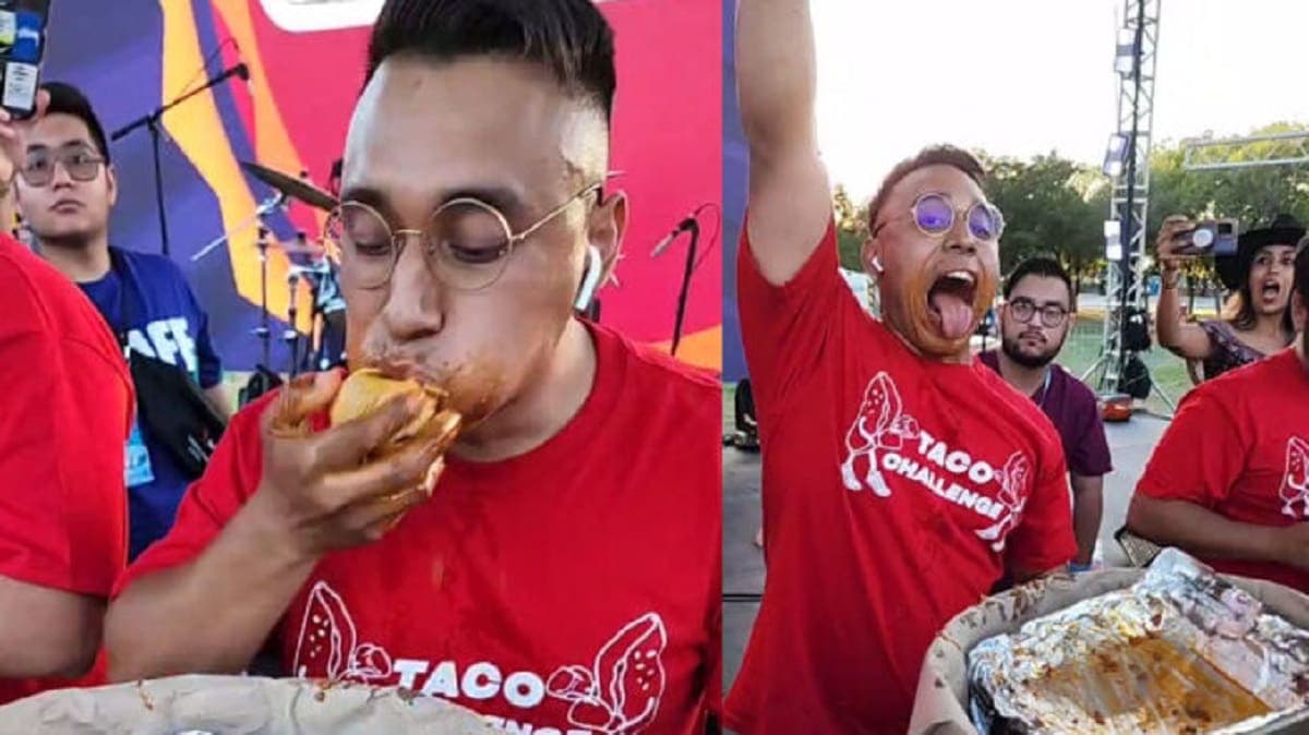 Video: Joven gana 50 mil pesos tras comerse 50 tacos en dos minutos