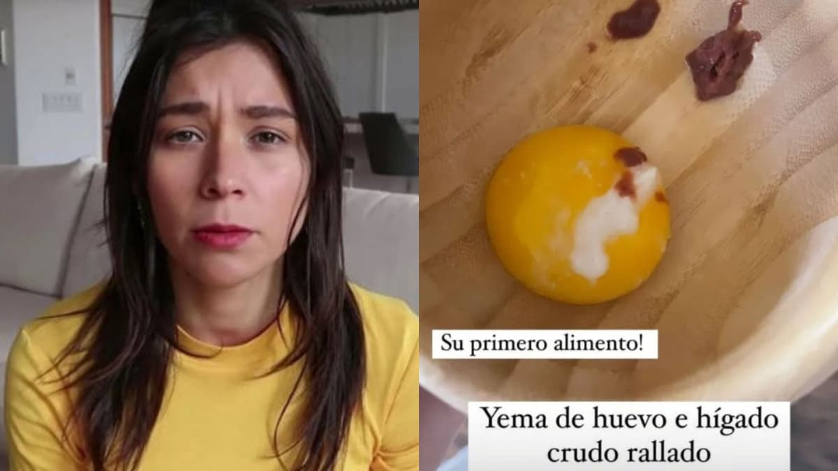 Critican a influencer que alimentó a su bebé con hígado y huevo crudo