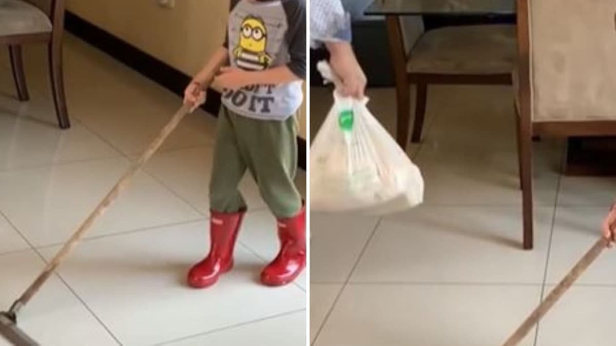 VIDEO: Inundó la casa para probar sus botas de lluvia, le tocó limpiar