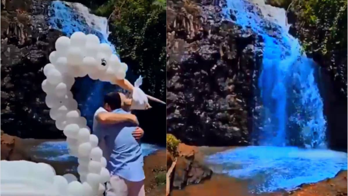 VIDEO: Acusan de contaminación ambiental a pareja que reveló sexo de su bebé pintando una cascada