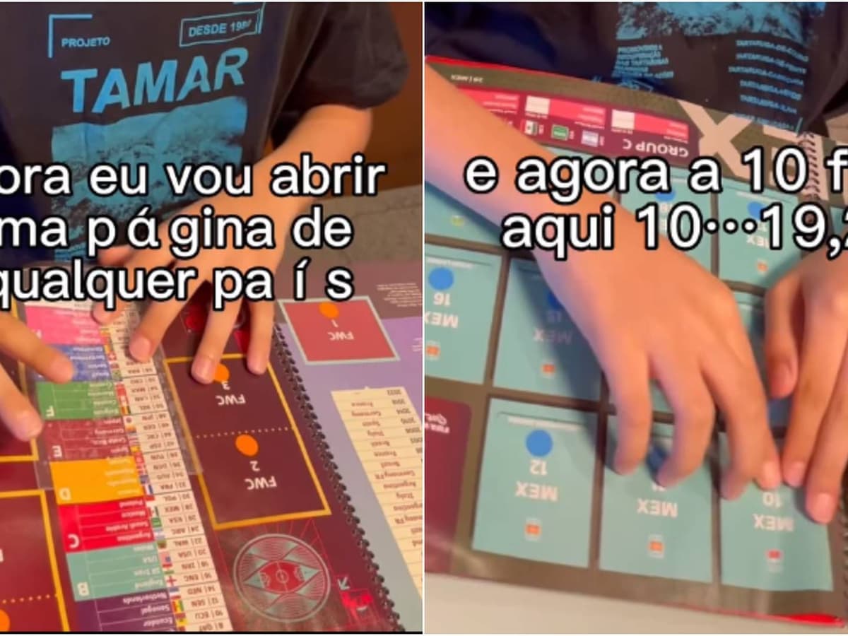 Niño ciego adapta su álbum del mundial Qatar 2022 a Braille